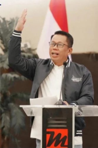 Ketua Kagama Sulbar 2022-2025 Salman Diandra Anwar ketika menyampaikan sambutannya dalam Musda II Kagama Sulbar. 